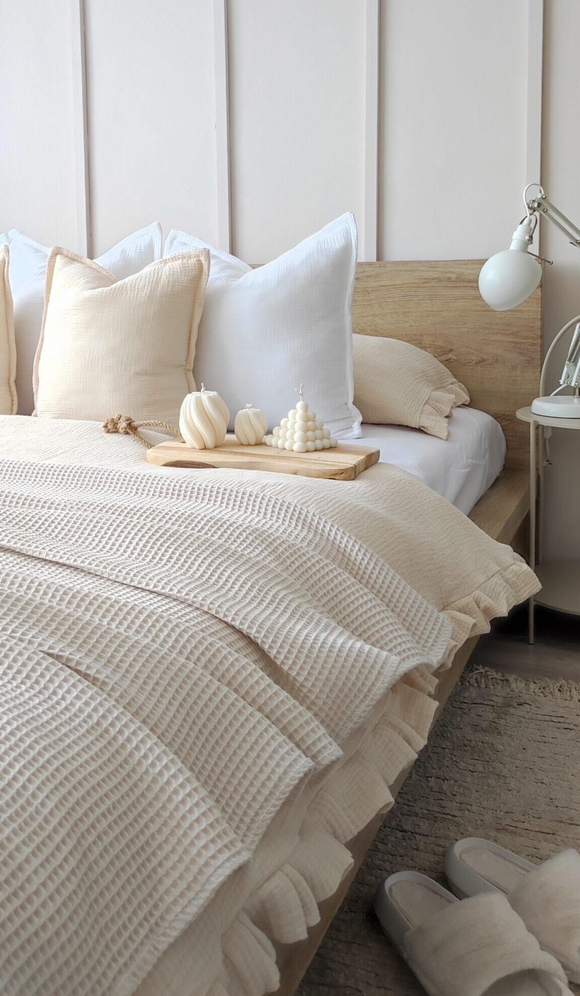 Cappuccino z falbanką w poszewkach i poszwie