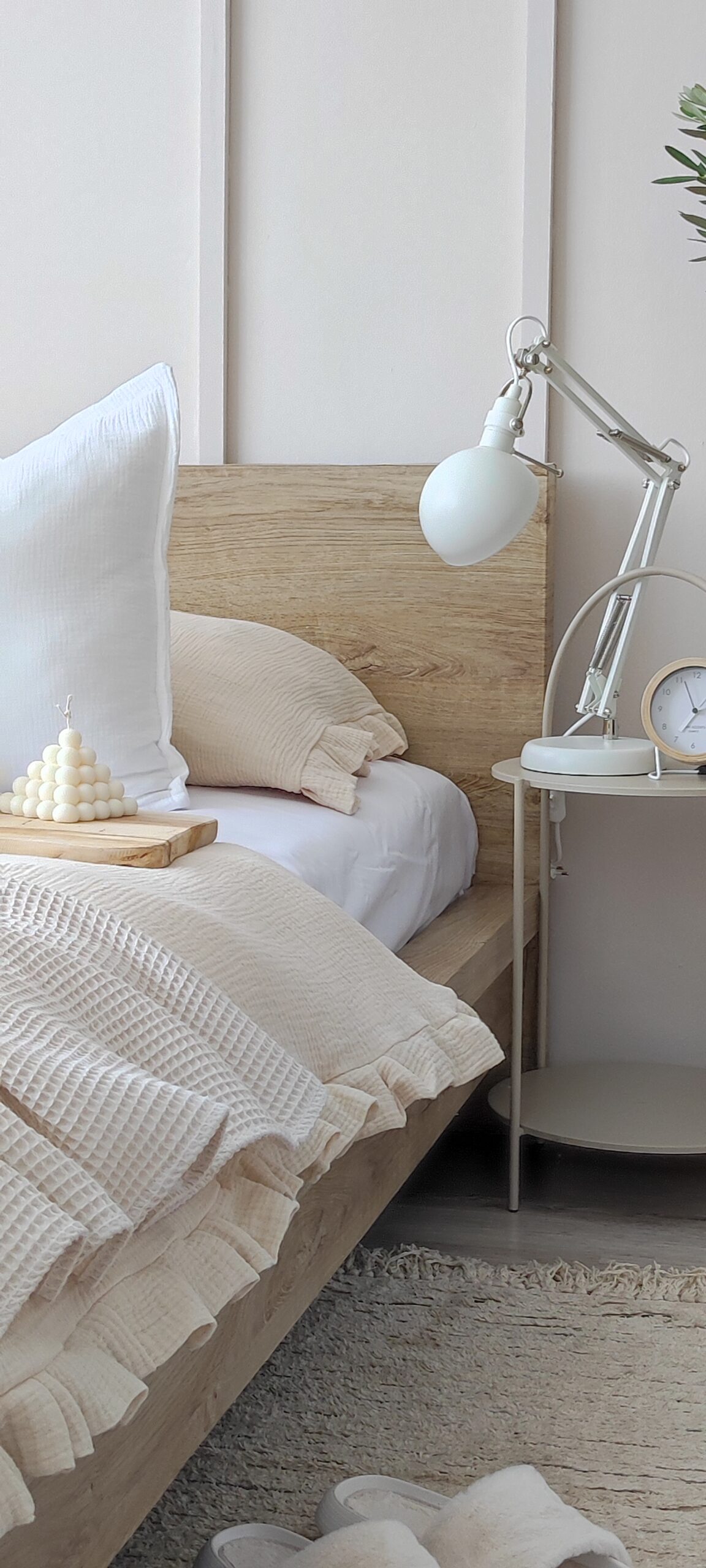 Pościel muślinowa z falbanką jasny beż simonila