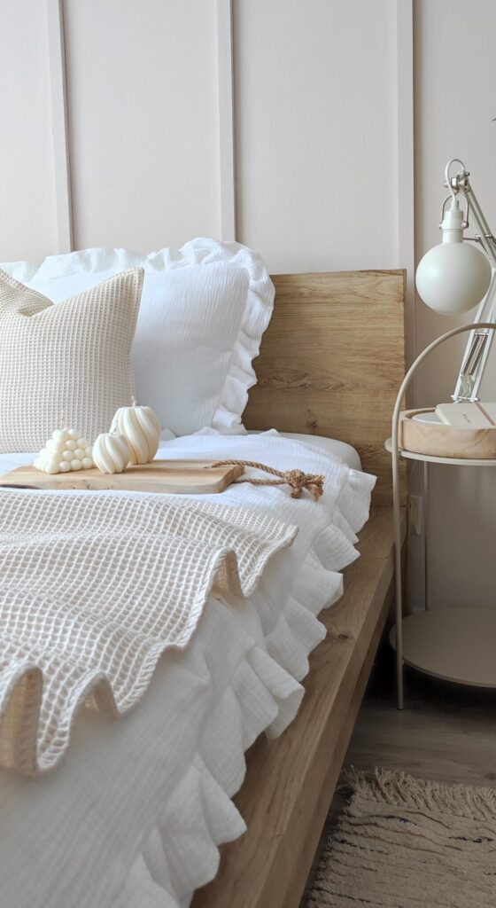 Pościel muślinowa biała z falbanką Simonila