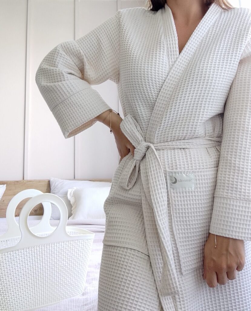 Szlafrok damski bawełniany karmel z kieszeniami Simonilla