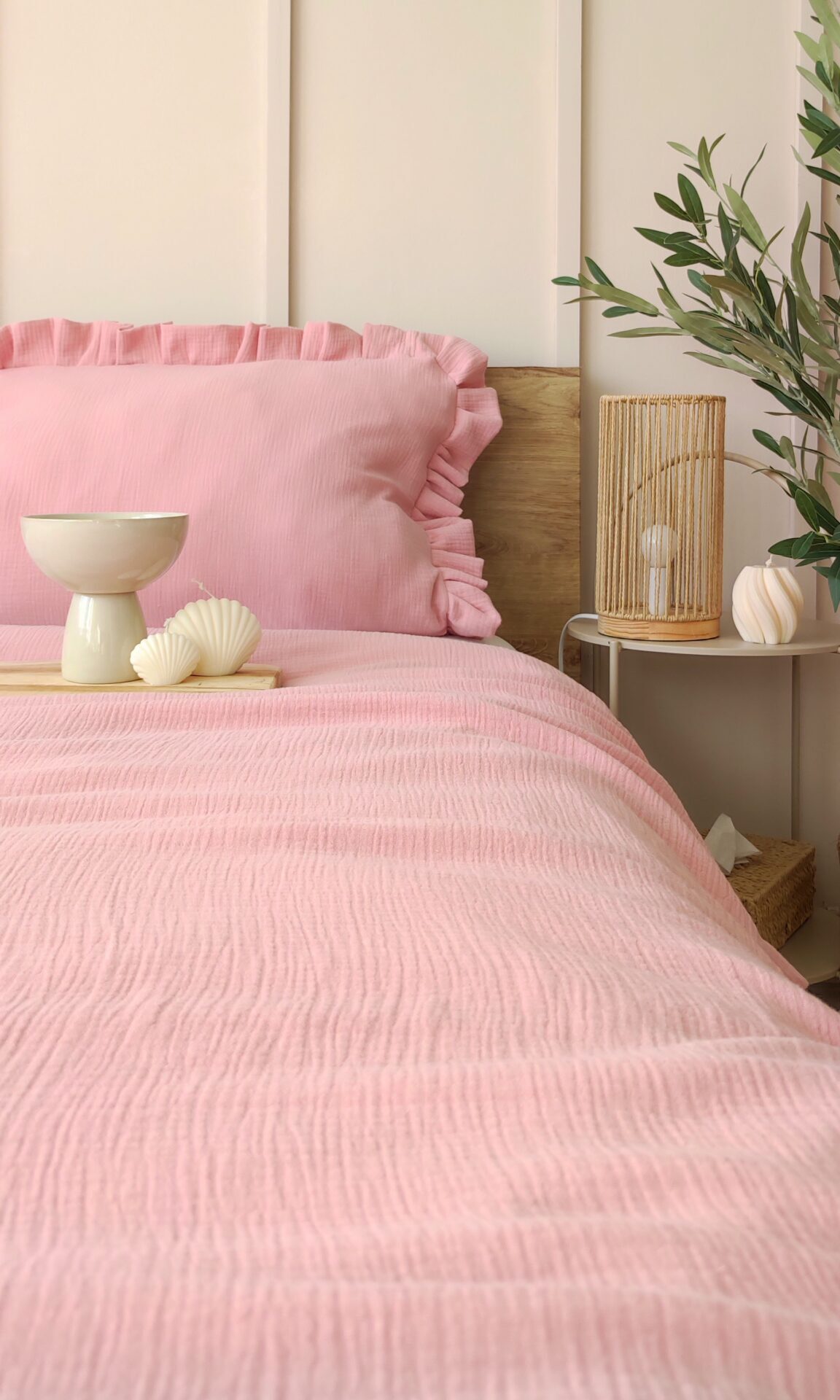 Muślinowy komplet pościeli PUDROWY RÓŻ