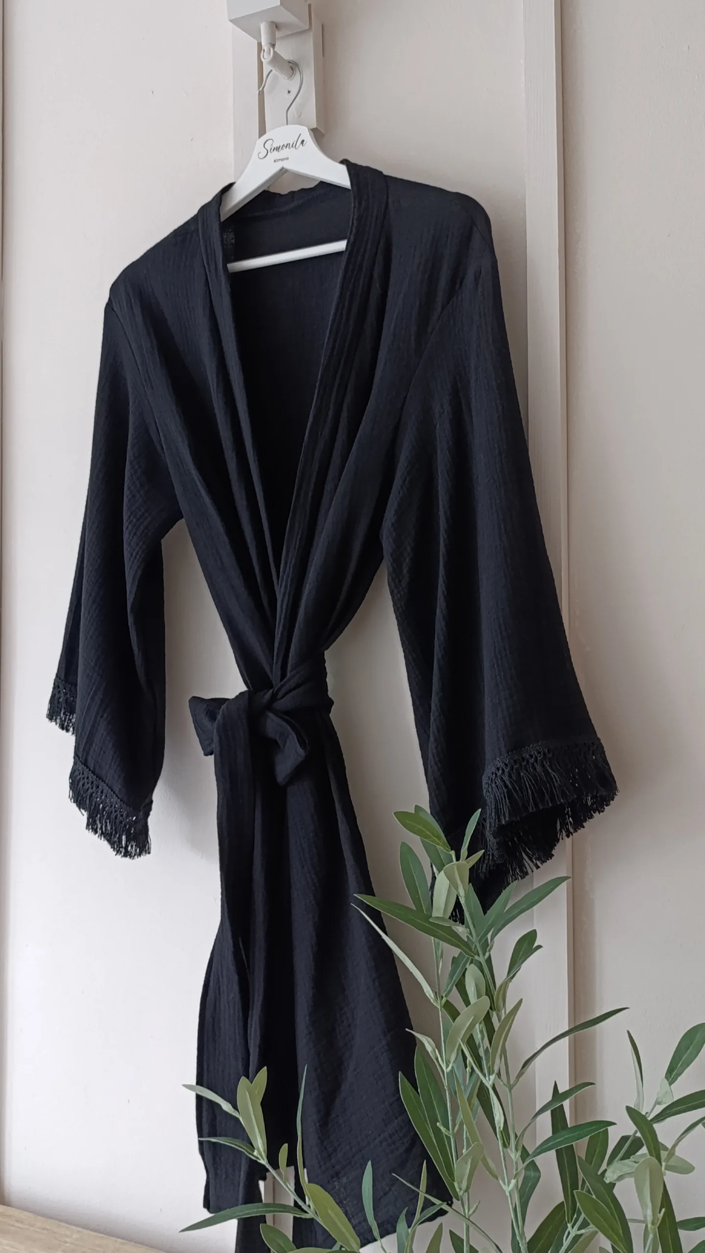 Muślinowe CZARNE kimono