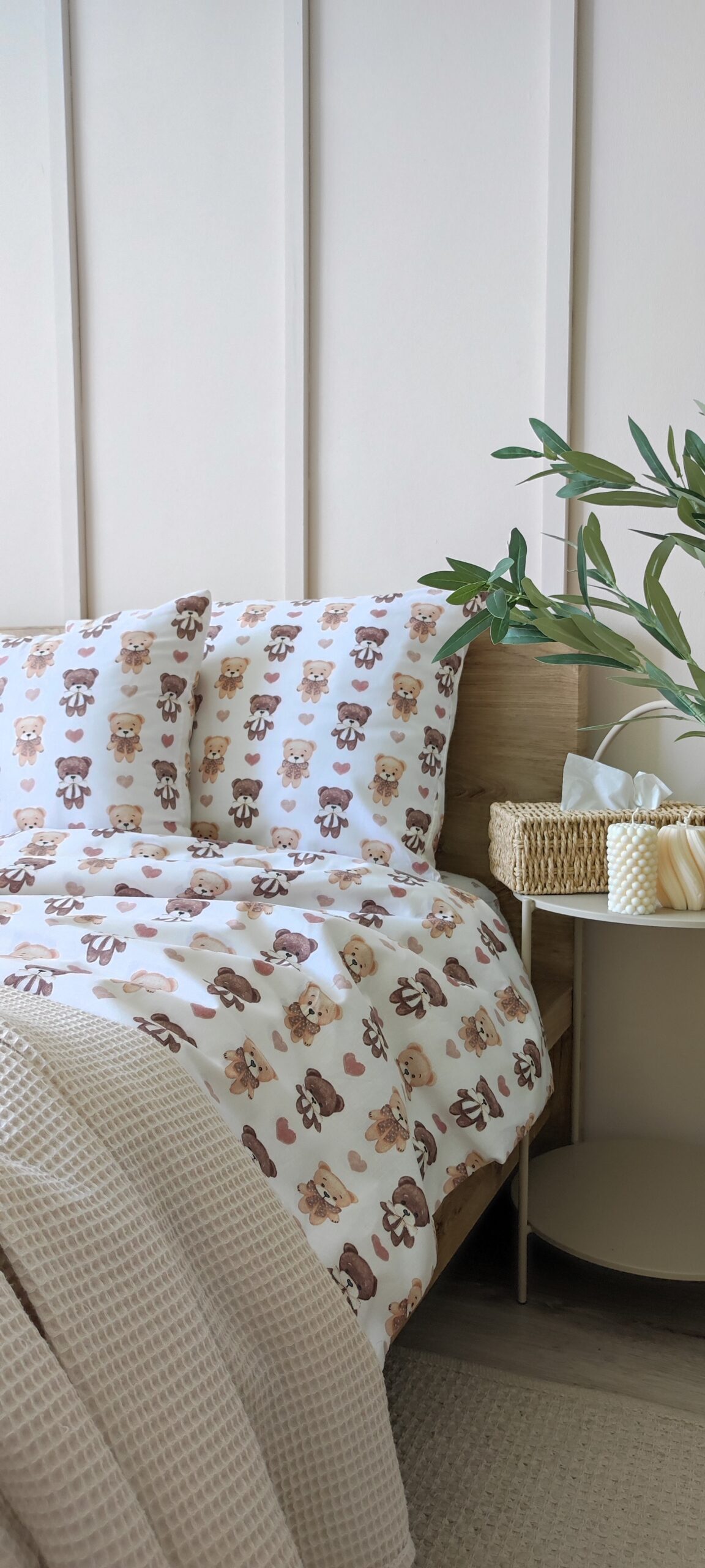 Bawełniana pościel dziecięca w MISIE BEŻOWO BRĄZOWE