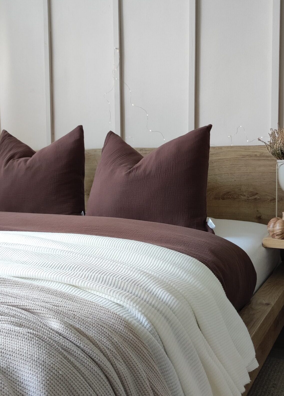 Pościel muślinowa ciemny brąz – Simonila | Komfort i naturalna miękkość