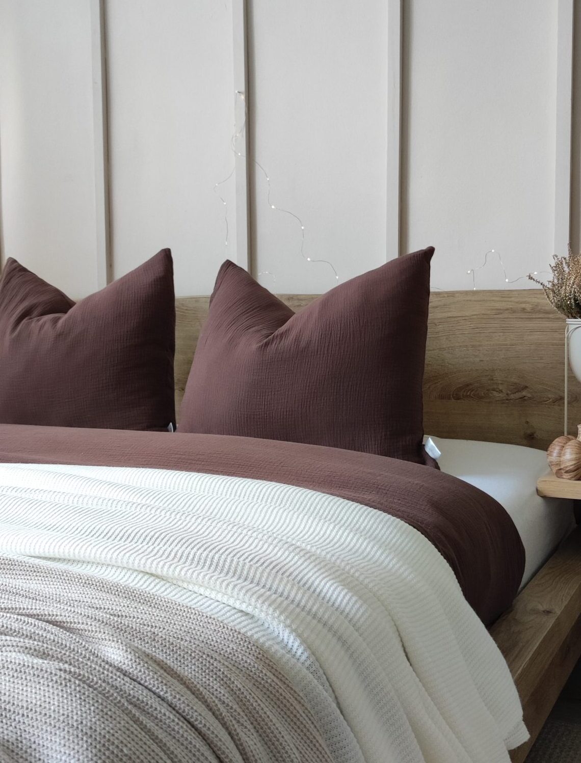 pościel muślinowa ciemny brąz