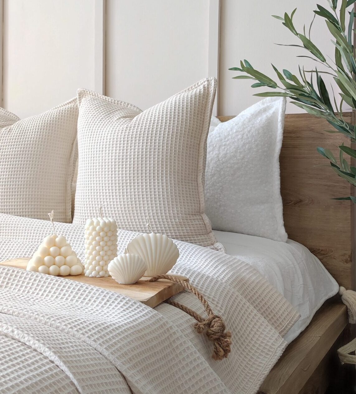 Miękka poduszka Wafel Jasny Beż/cappuccino