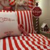 Bawełniana pościel w czerwono-białe pasy laski cukrowe
