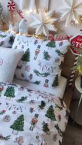 Pościel bawełniana motyw dziadki do orzechów, wypustka bawełniana