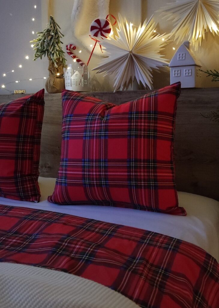 Stwórz swoją pościel świąteczną, szkocka krata