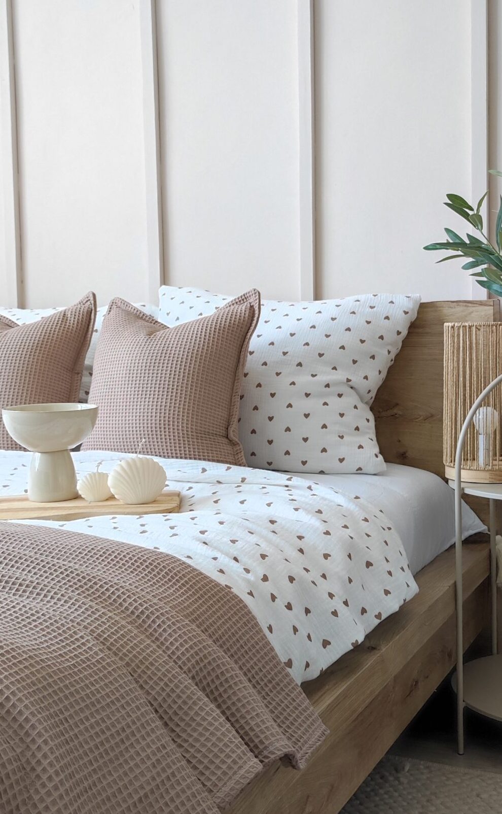 Pościel muślinowa w brązowe serduszka Simonila 