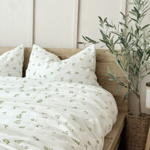 pościel muślinowa w zielone gałązki Simonila