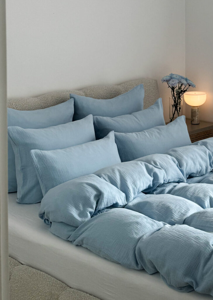 błękitne poszewki muślinowe Simonila