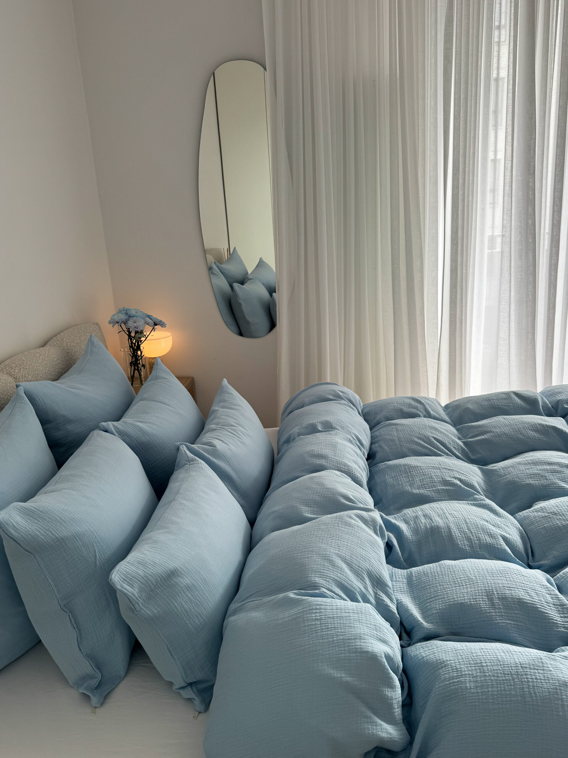 Błękitne poszewki muślinowe Simonila – szyte na zamówienie